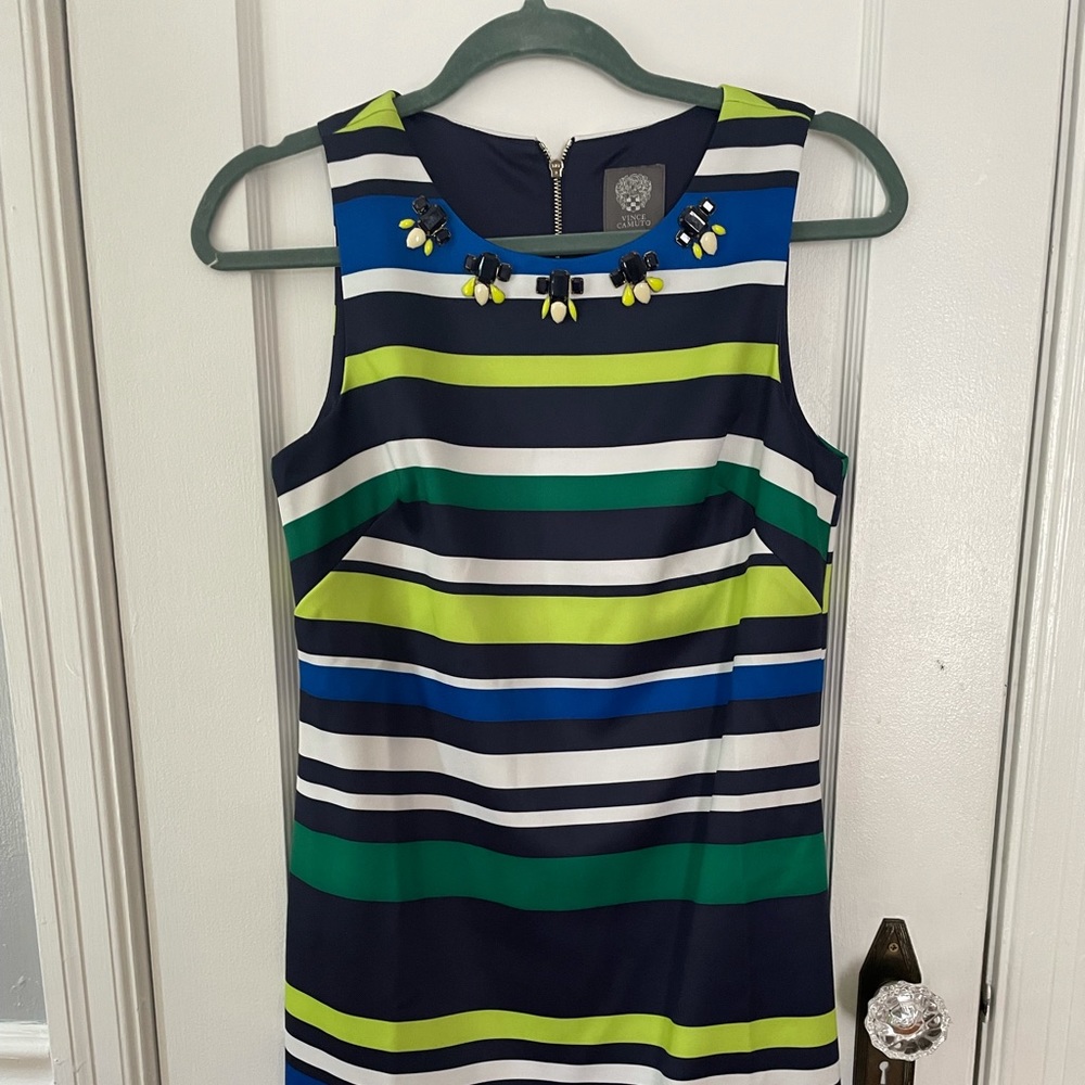 Vince Camuto Embellished Neckline Dress
